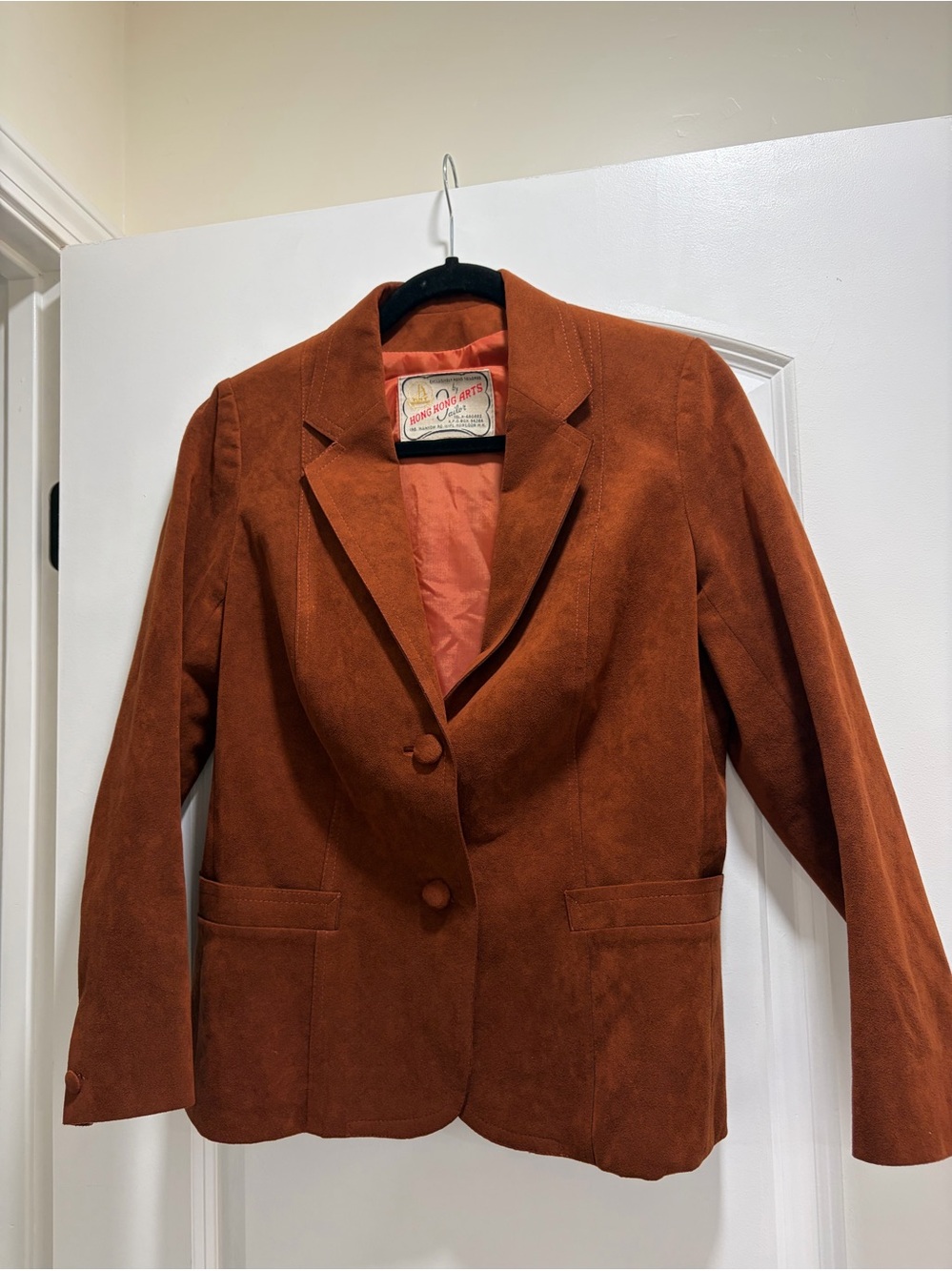 VINTAGE Hong Kong Arts Outlet Rust Orange Genuine Suede Blazer Jacket